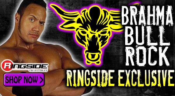 The latest Mattel WWE Ringside Collectibles Exclusive, 'Brahma Bull' The Rock!