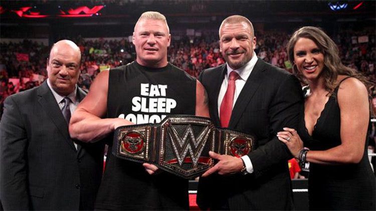 The Authority presents Brock Lesnar with his new WWE World Heavyweight Championship!