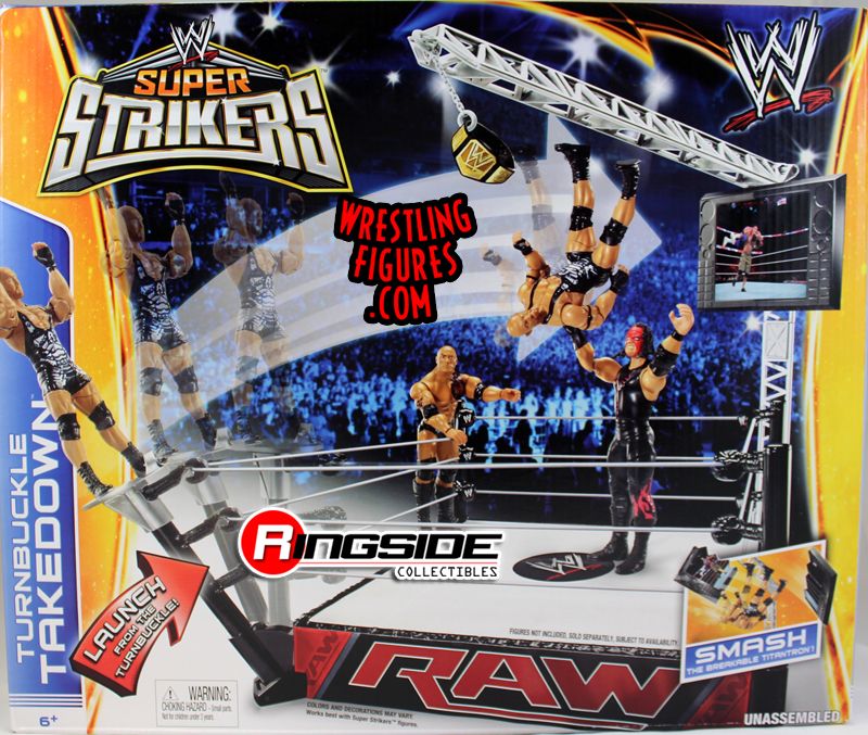 Mattel WWE Super Strikers Turnbuckle Takedown Ring Playset!
