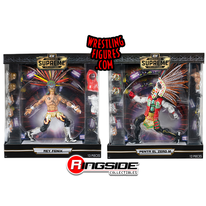 AEW Supreme Series 3 Toy Wrestling Action Figures by Jazwares! This set  includes: Penta El Zero M & Rey Fenix!