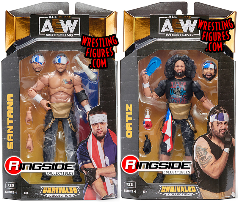 Package Deal (Set of 2) - Proud  Powerful (Santana  Ortiz) - AEW  Unrivaled 4 AEW Toy Wrestling Action Figures by Jazwares!