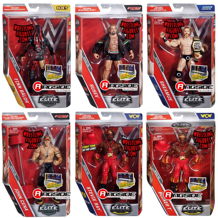 WWE Elite 46 Toy Wrestling Action Figures by Mattel! This set includes:  John Cena, Finn Balor (Demon), Sheamus, Rusev & Harlem Heat (Booker T &  Stevie Ray)!