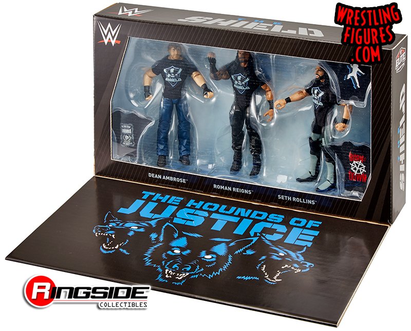 WWE ELITE SHIELD FIGURES THEN NOW FOREVER 3 PACK REIGNS ROLLINS AMBROSE 
