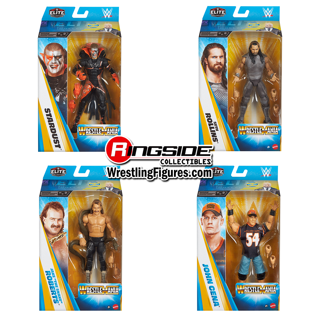 Image WWE Elite WrestleMania 42 - Complete Set of 4 (Seth, Stardust, Cena & Jake Roberts)