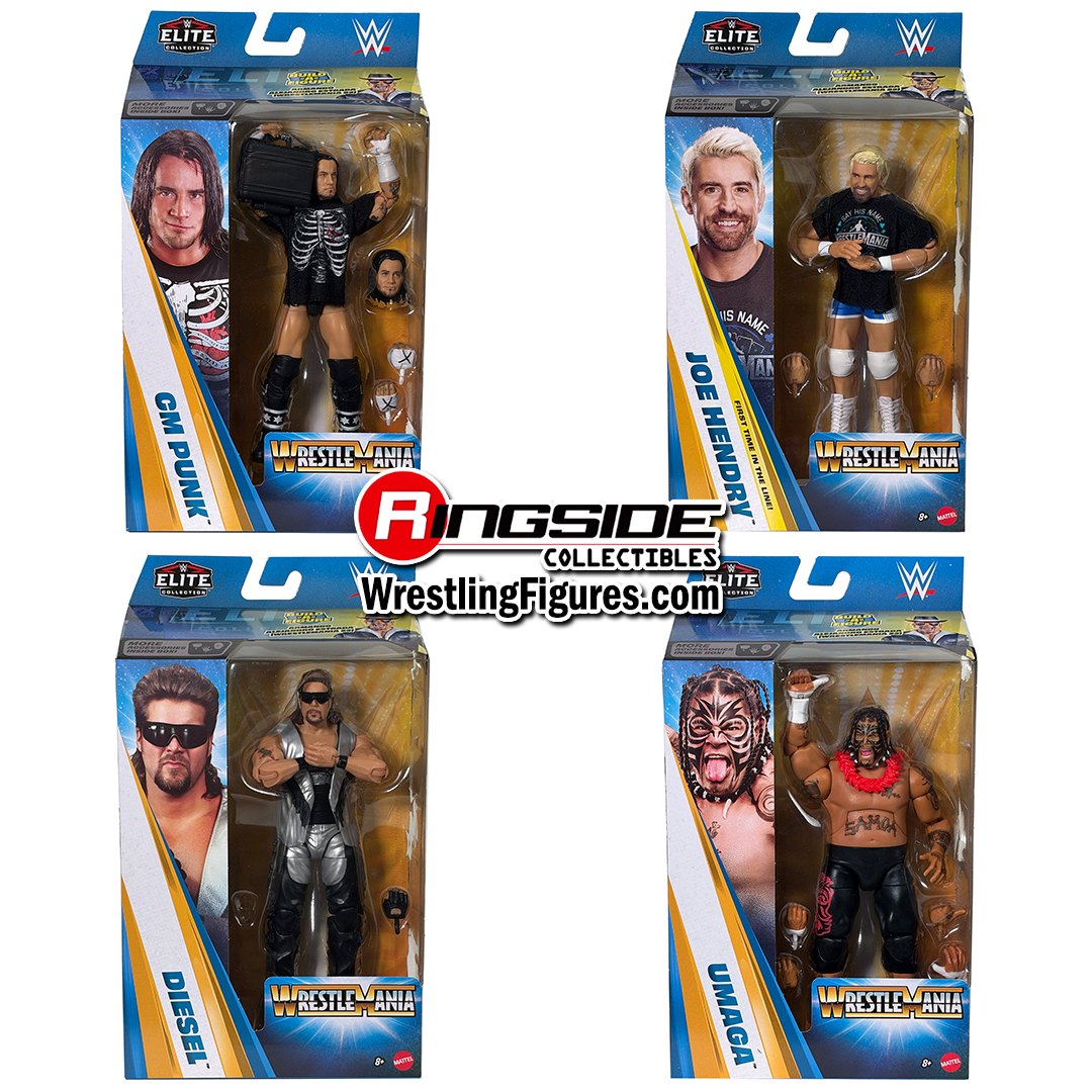 Image WWE Elite WrestleMania 43 - Set of 4 (Joe Hendry, CM Punk, Umaga & Diesel)
