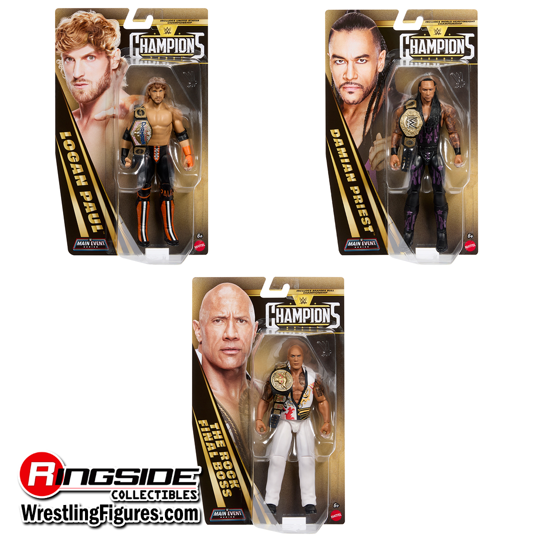 Image WWE Main Event Champions 7 - Set of 3 (The Rock, Logan Paul & Damian Priest)