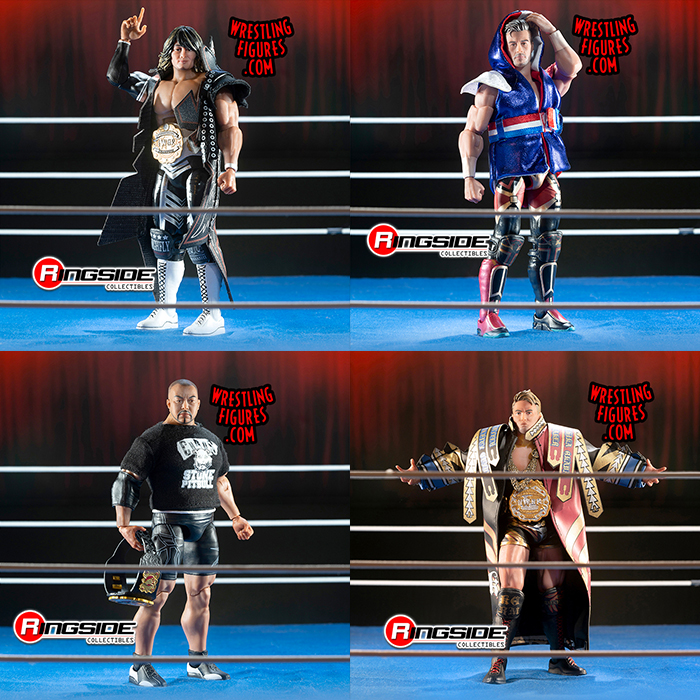 New Japan Pro Wrestling Series 1 by Super 7! This set includes: Tomohiro  Ishii, Kazuchika Okada, Hiroshi Tanahashi & Will Ospreay!