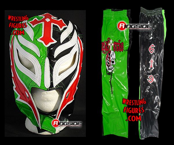 Rey Mysterio Green Black Kids Size Mask Pants Ringside Collectibles