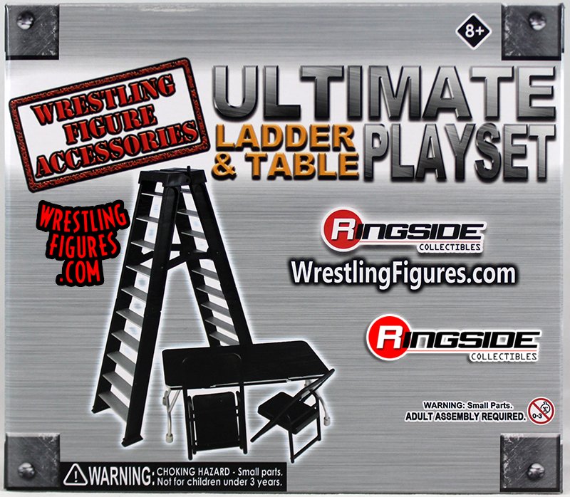 ULTIMATE Ladder Table & Chairs Black Playset For WWE Wrestling Action Figures