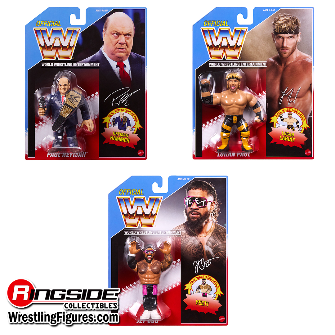 Image WWE 2026 Retros (Wave 2) Ringside Exclusive - Set of 3 (Paul Heyman, Jey Uso & Logan Paul)