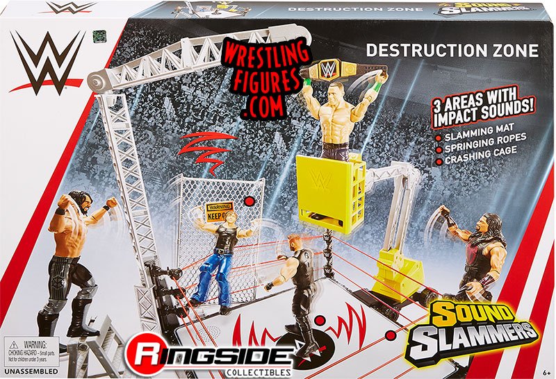 New Toy Wrestling Ring with 4 Figures Total NonStop Action Crash & Bash Play Set 