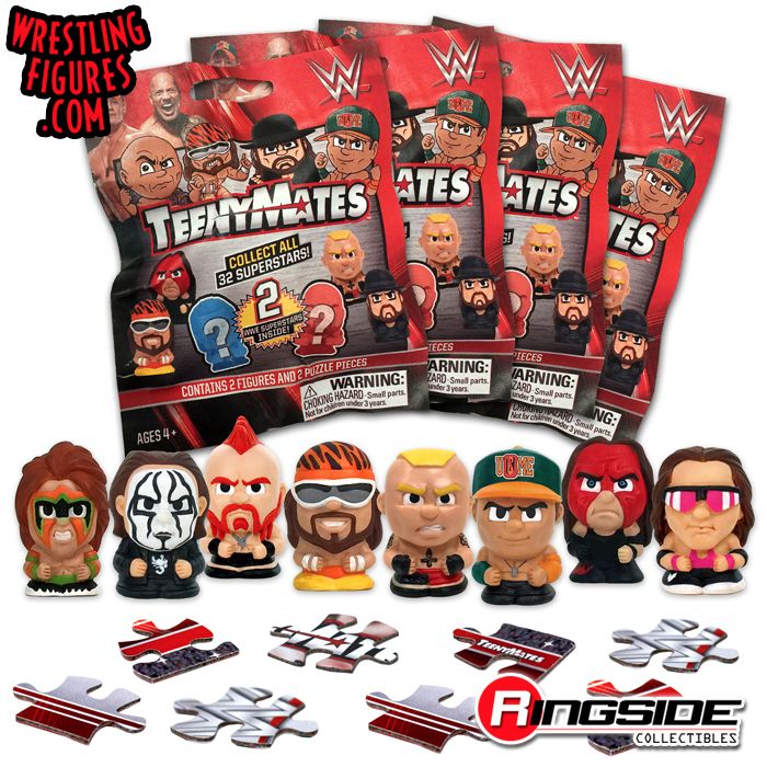 6 SEALED PACKS WWE TEENYMATES FIGURES WITH PUZZLES PIECES LOT OF 